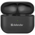 Наушники с микрофоном (гарнитура) DEFENDER TWINS 907, Bluetooth, беспроводные, черные, 63907