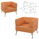 Кресло мягкое Норд, V-700, 820х720х730 мм, c подлокотниками, экокожа, оранжевое