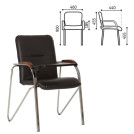 Кресло для приемных и переговорных Samba T plast со столиком, хромированный каркас, кожзам, черный