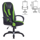 Кресло компьютерное BRABIX PREMIUM Rapid GM-102, НАГРУЗКА 180 кг, экокожа/ткань, черное/зеленое, 532419, GM-102_532419