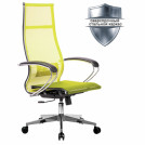 Кресло офисное МЕТТА К-7 хром, прочная сетка, сиденье и спинка регулируемые, светло-зеленое