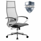 Кресло офисное МЕТТА К-7 хром, прочная сетка, сиденье и спинка регулируемые, серое