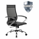 Кресло офисное МЕТТА К-9 хром, прочная сетка, сиденье и спинка регулируемые, черное