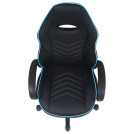 Кресло компьютерное BRABIX Flame GM-004, экокожа, черное/голубое, 532498