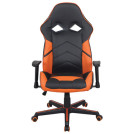 Кресло компьютерное BRABIX Storm GM-006, регулируемые подлокотники, экокожа, черное/оранжевое, 532502