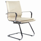 Кресло для приемных и переговорных BRABIX Kayman CF-102, экокожа, хром, бежевое, 532573