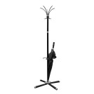 Вешалка-стойка Классикс-ТМ3, 1,86 м, крестовина 70х70 см, 5 крючков + место для зонтов, металл, черная, Классик-ТМ3,чер