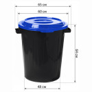 Контейнер 90 литров для мусора, БАК+КРЫШКА (высота 64 см х диаметр 60 см), ассорти, IDEA, М 2394/СЕРЫЙ