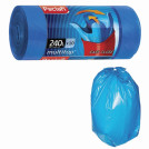 Мешки для мусора 240 л, с ушками, синие, рулон 10 шт., ПВД, 40 мкм, 90х145 см, PACLAN Multitop, 134451