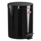 Ведро-контейнер для мусора (урна) с педалью LAIMA Classic, 5 л, черное, глянцевое, металл, со съемным внутренним ведром, 604943