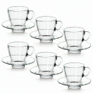 Набор кофейный на 6 персон (6 чашек объемом 72 мл, 6 блюдец), стекло, Aqua, PASABAHCE, 95756