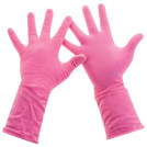 Перчатки хозяйственные латексные, хлопчатобумажное напыление, разм L (средний), розовые, PACLAN Practi Comfort, 407272