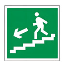 Знак эвакуационный Направление к эвакуационному выходу по лестнице НАЛЕВО вниз, квадрат 200х200 мм, самоклейка, 610019/Е 14