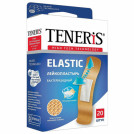 Набор пластырей 20 шт. TENERIS ELASTIC, эластичный, на тканевой основе, бактерицидный с ионами серебра, коробка с европодвесом, 0208-005