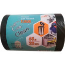 Мешки для мусора на 65 литров EcoСlean Tubus черные (ПВД, 25 мкм, в рулоне 20 штук, 50x80 см)