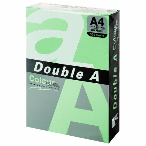 Бумага цветная DOUBLE A, А4 80г 500л пастель зеленая