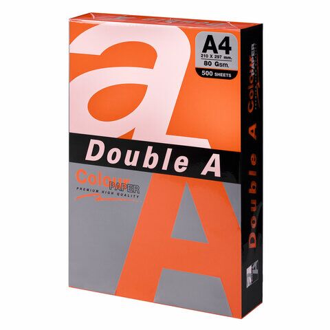 Бумага цветная DOUBLE A, А4 80г 500 л интенсив оранжевая