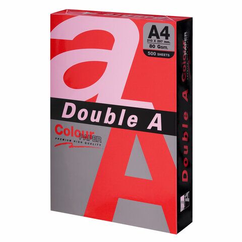 Бумага цветная DOUBLE A, А4 80г 500л интенсив красная