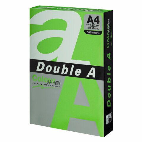 Бумага цветная DOUBLE A, А4 80г 500л интенсив зелёная