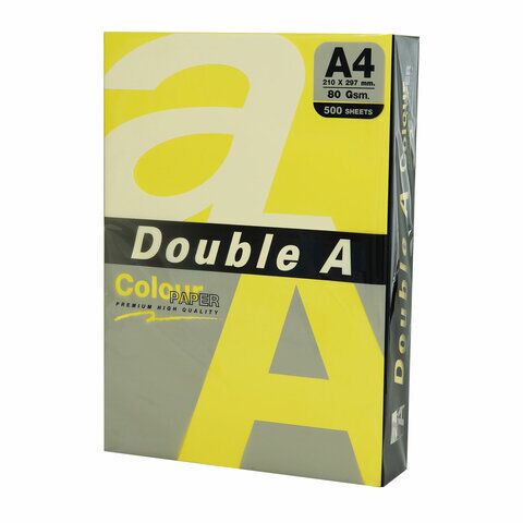 Бумага цветная DOUBLE A, А4 80г 500л интенсив желтая