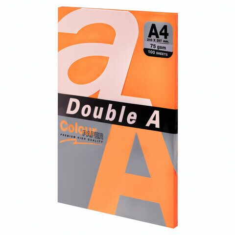 Бумага цветная DOUBLE A, А4 75г 100л ярко-оранжевая
