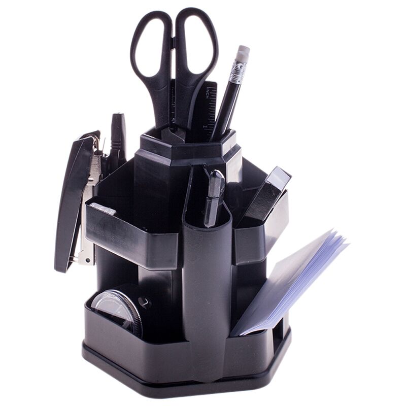 Настольный органайзер OfficeSpace Офисный, 13 предметов, вращающийся, черный