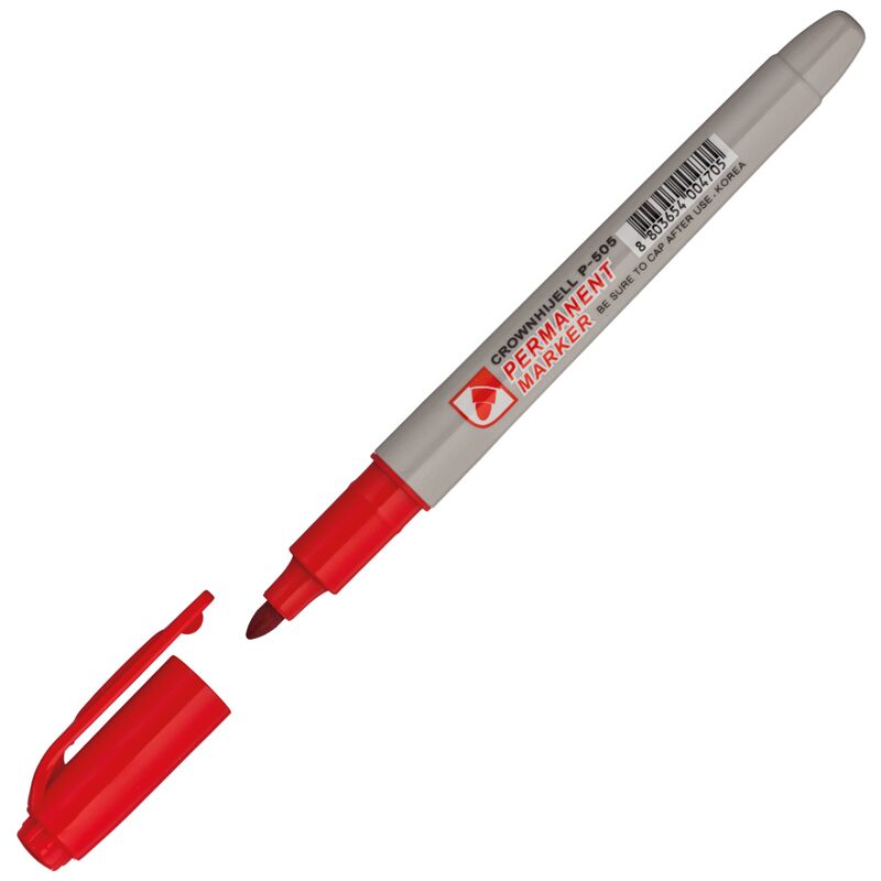 Маркер перм. Crown Multi Marker Slim красный, пулевидный, 2мм