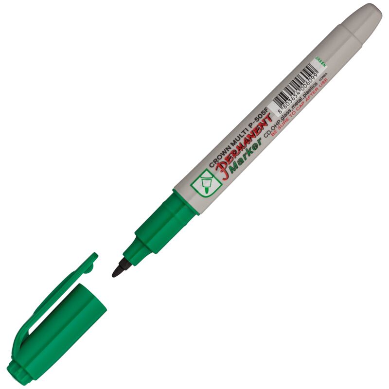 Маркер перм. Crown Multi Marker Super Slim зеленый, пулевидный, 1мм