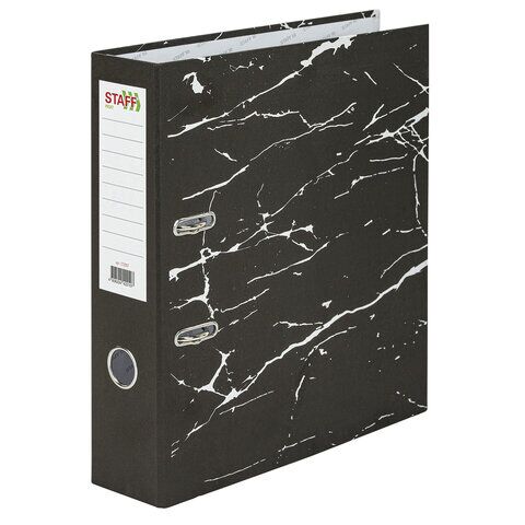 Регистратор А4 75мм STAFF Profit с мраморным покрытием, черная, СЪЕМНЫЙ МЕХАНИЗМ, 272007