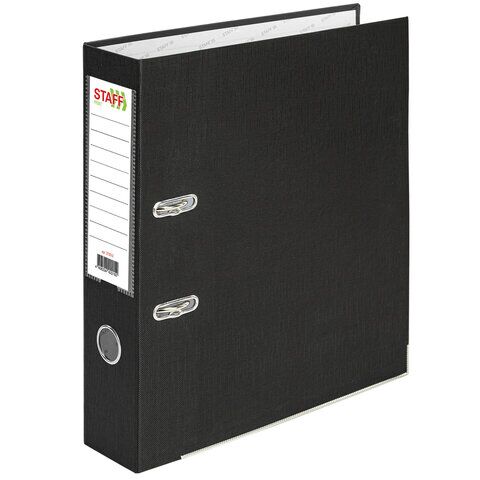 Регистратор А4 75мм STAFF Profit покрытием из ПВХ, с уголком, черная, СЪЕМНЫЙ МЕХАНИЗМ, 272012