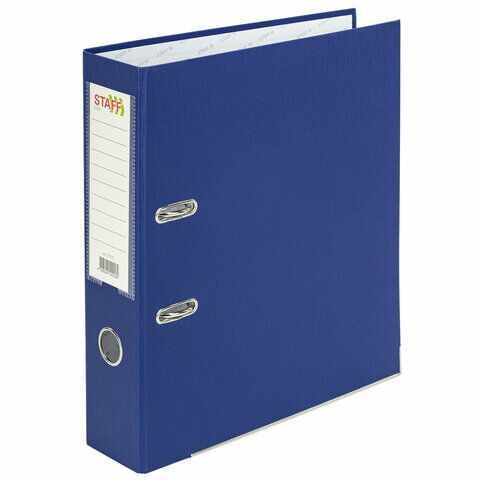 Регистратор А4 75мм STAFF Profit с покрытием из ПВХ, с уголком, синяя, СЪЕМНЫЙ МЕХАНИЗМ, 272013