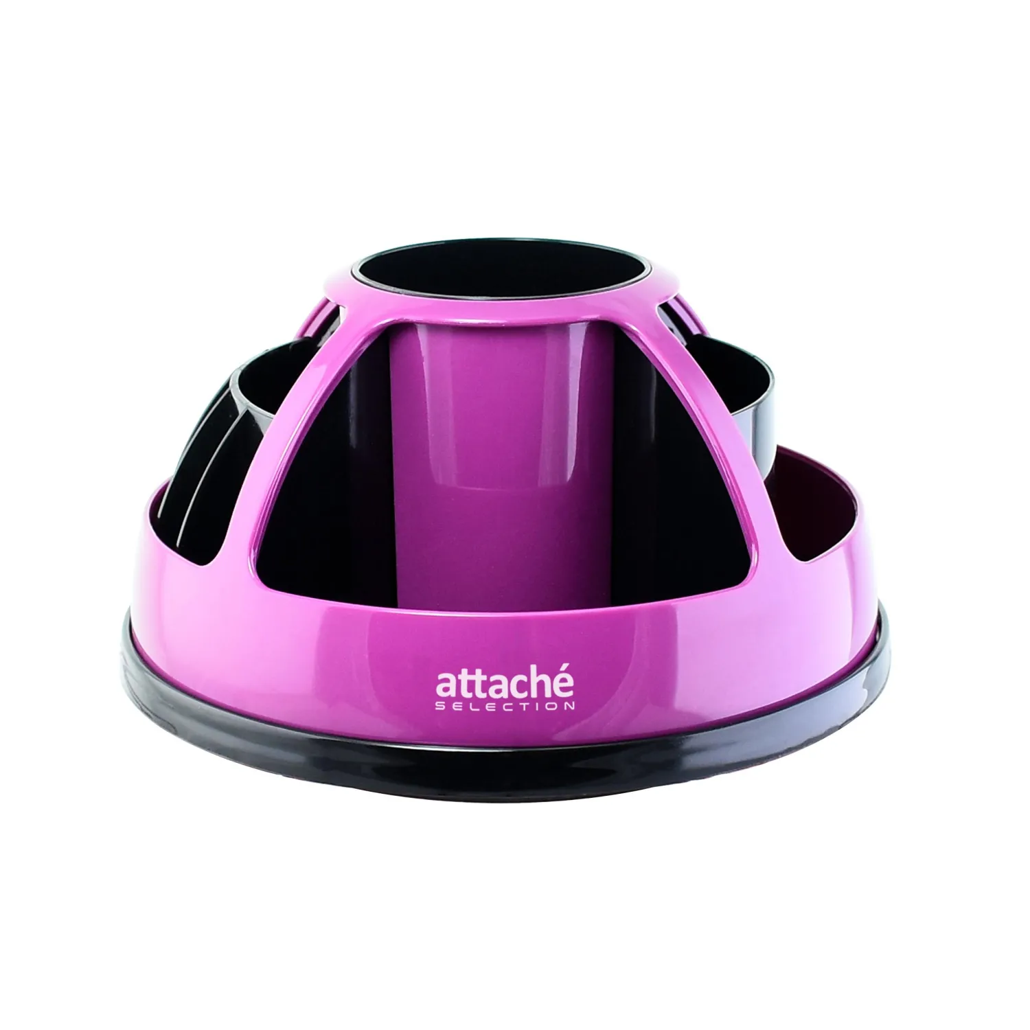 Подставка Attache Selection для канц мелочей черный/фуксия 360°