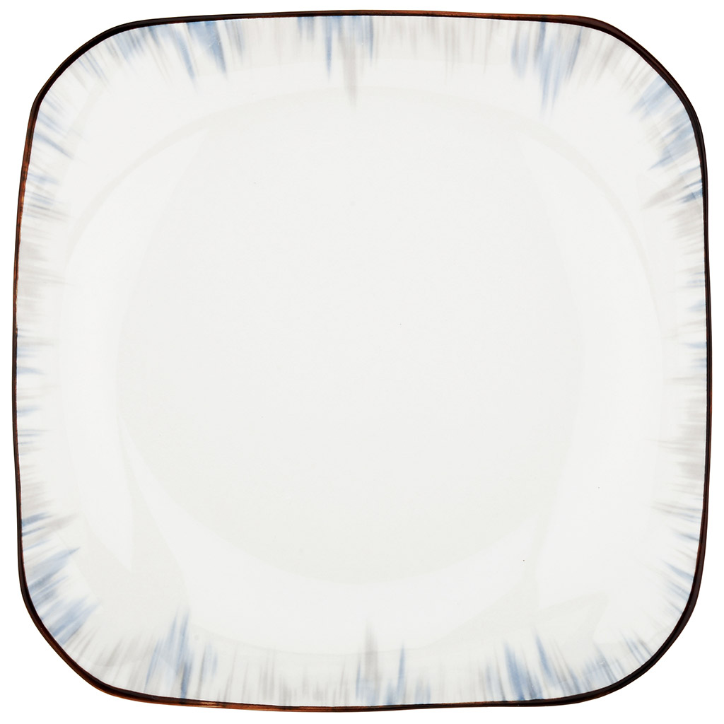 Тарелка "Полярные зори" глубокая фарфоровая 178х178мм h33мм, 400мл, квадратная, с деколью, отводка (Китай)
