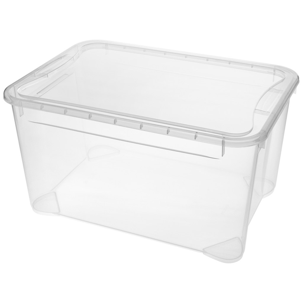 Ящик хозяйственный для хранения пластмассовый "Кристалл L" 49л, 55,5х39х29см, с крышкой, прозрачный, Econova (Россия)