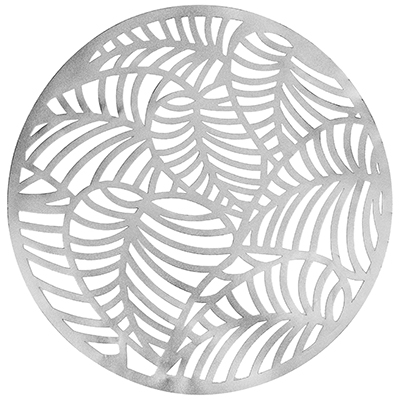 Салфетка декоративная "Тропические листья" д38см ПВХ, серебро (Китай)