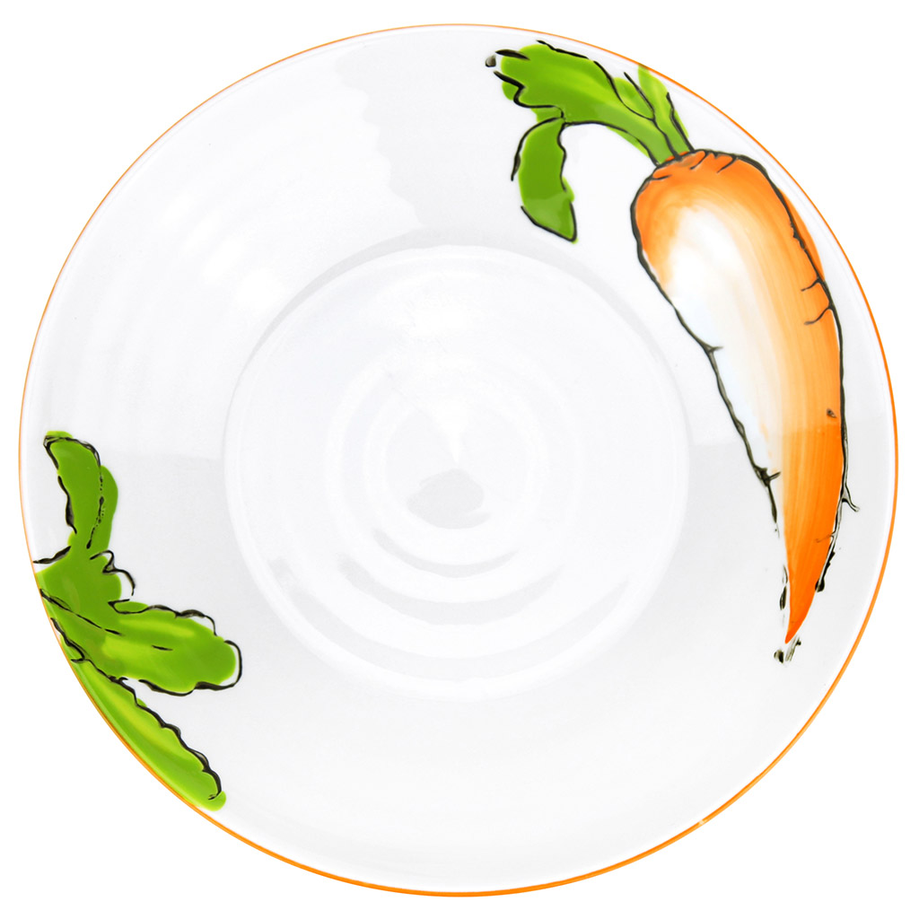 Тарелка "Морковка" глубокая фарфоровая д200мм h42мм, 600мл, подглазурная деколь (Китай)