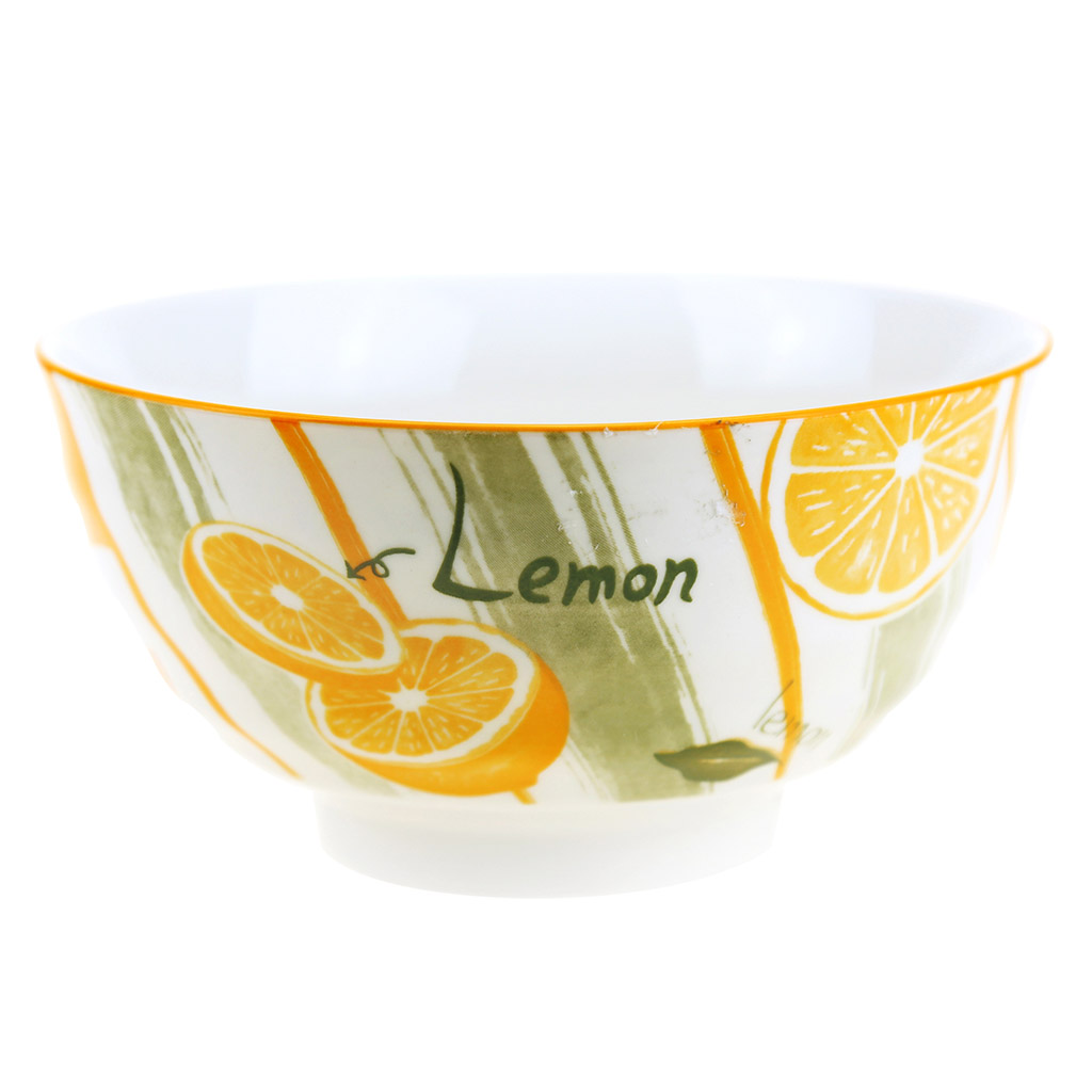 Салатник фарфоровый "Лимон" 700мл, д14,9х7,7см, с деколью, отводка (Китай)