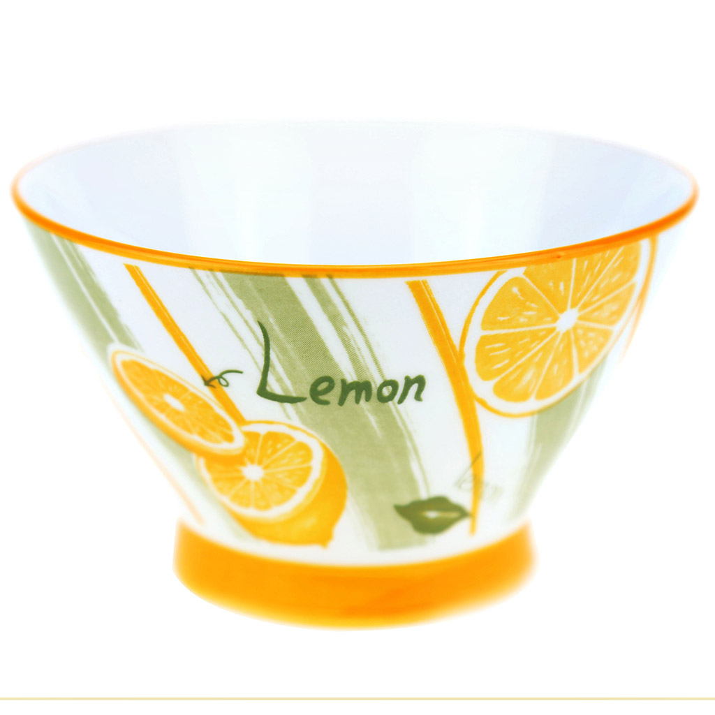 Салатник фарфоровый "Лимон" 420мл, д12,7х7,7см, с деколью, отводка (Китай)