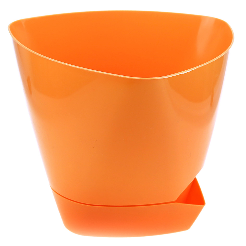 Горшок для цветов пластмассовый "Элеганс" 3л, 19,3х19,3х16,7см, оранжевый (Россия)