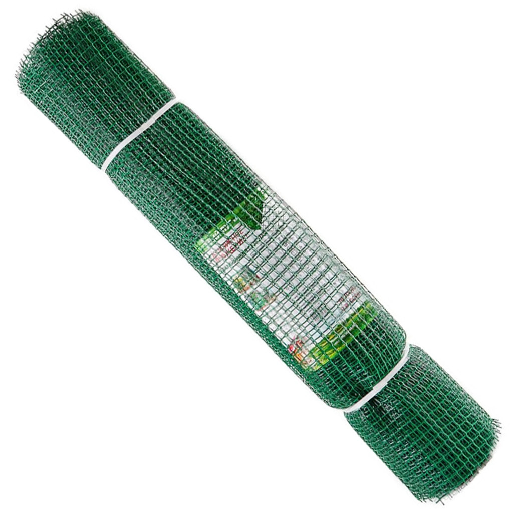 Сетка оградительная пластмассовая 10х1м, квадратные ячейки 2х2см, для ландшафтного дизайна и формирования ограждения клумб, цветников, беседок и арок (Россия)