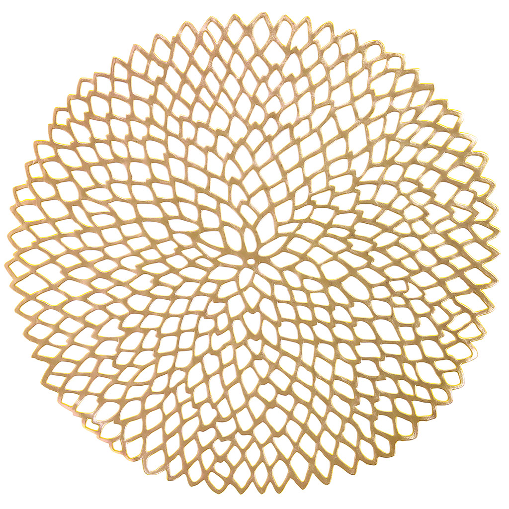 Салфетка декоративная "Хризантема" д38см ПВХ, золото (Китай)