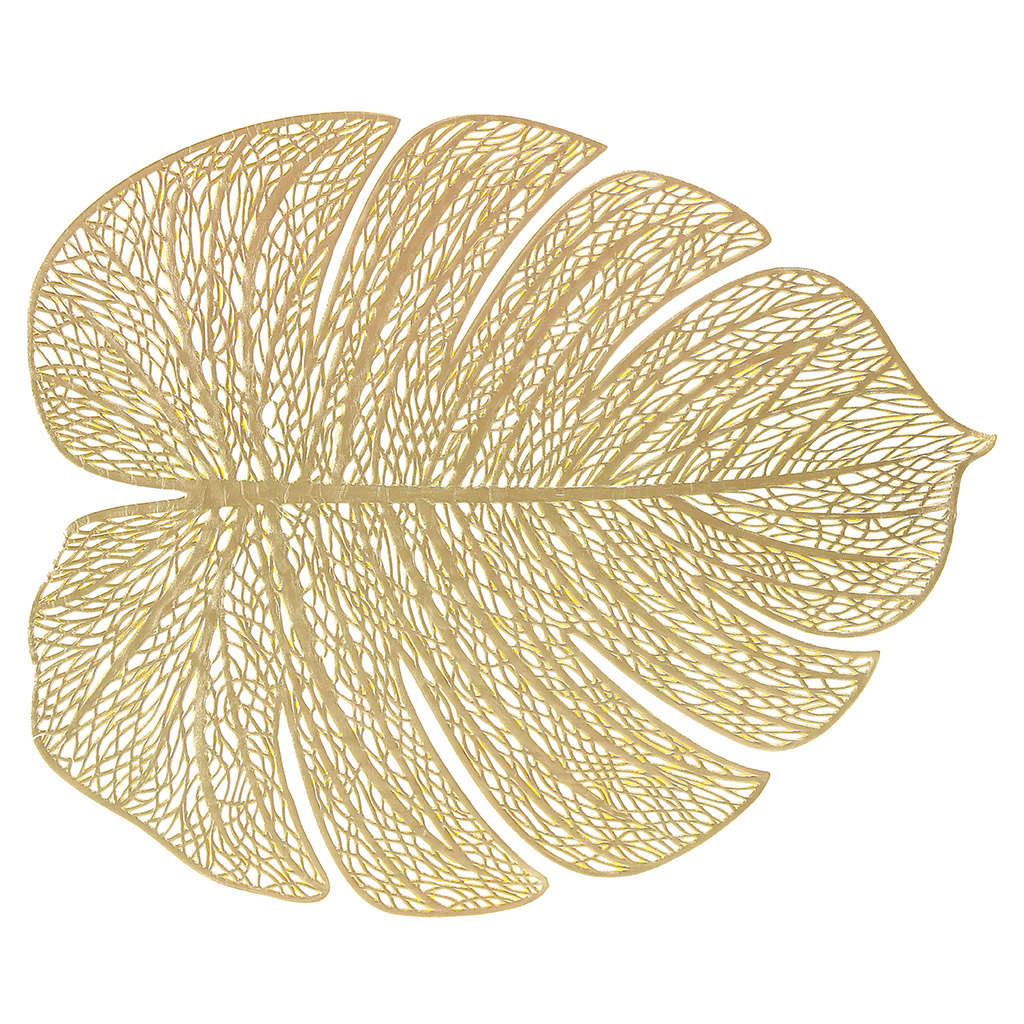 Салфетка декоративная "Лист" 32х39см ПВХ, золото (Китай)