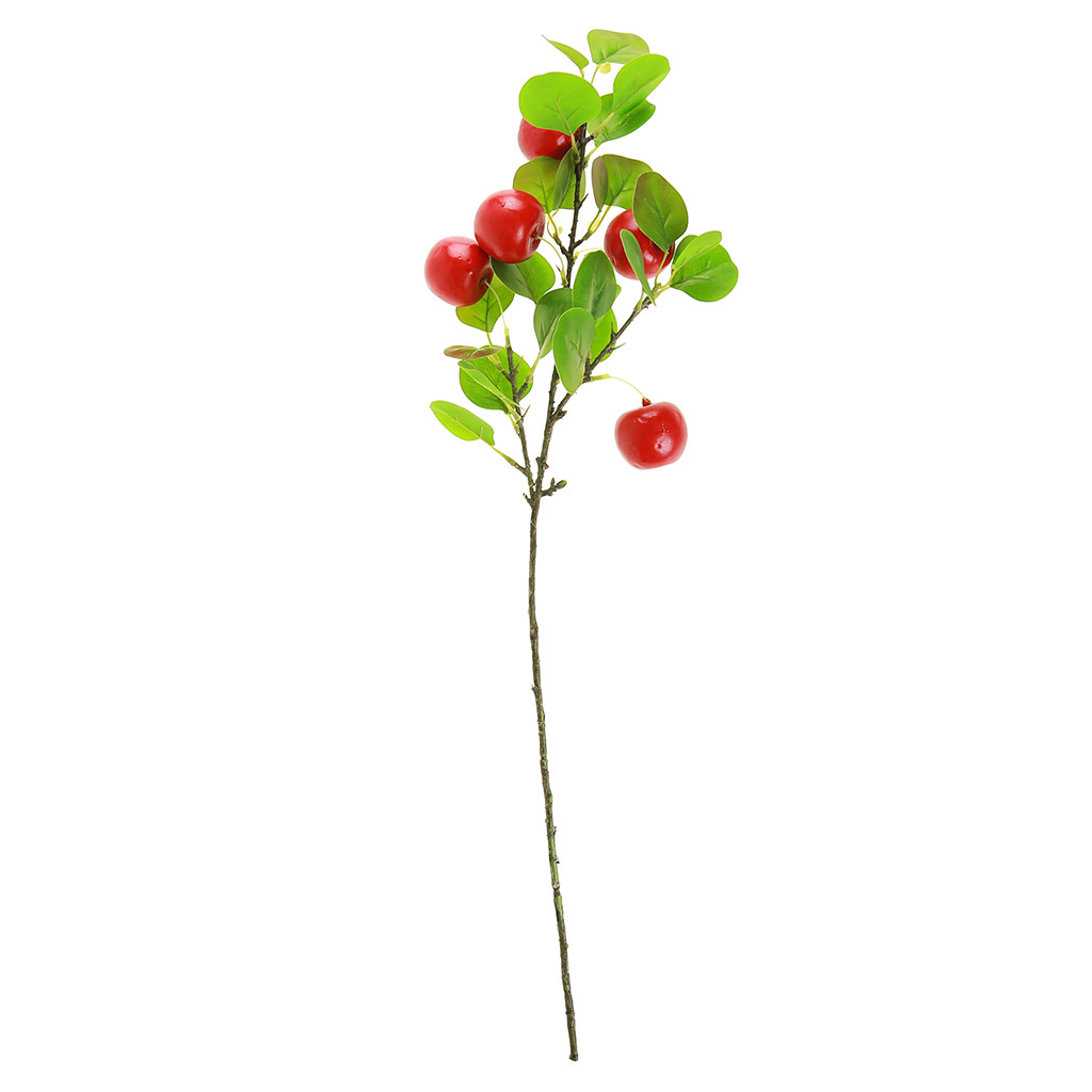 Декоративная ветка "Яблоки красные" 69см 5плодов 4,5х4,5см (Китай)