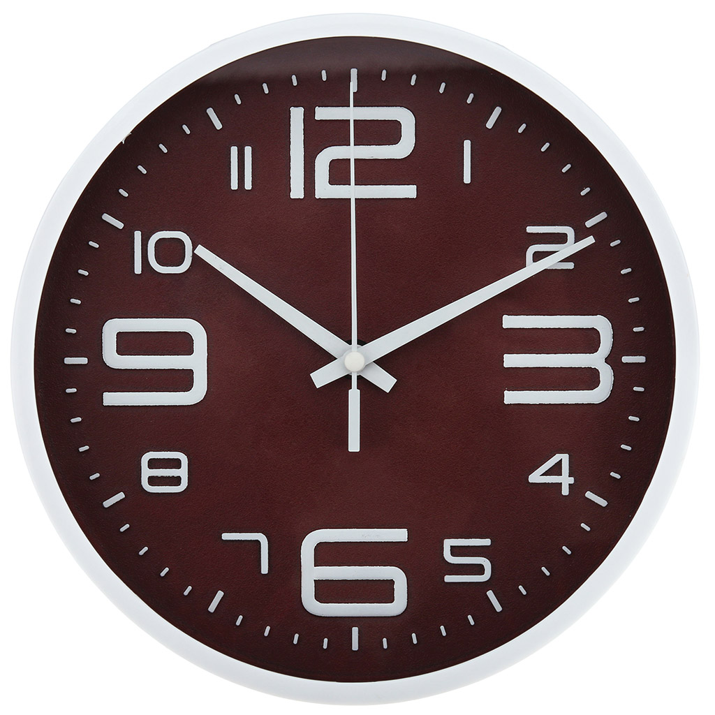 Часы настенные "Бархат-2" д19,5х4см, мягкий ход, циферблат вишневый, пластм. белый, в коробке (Китай)