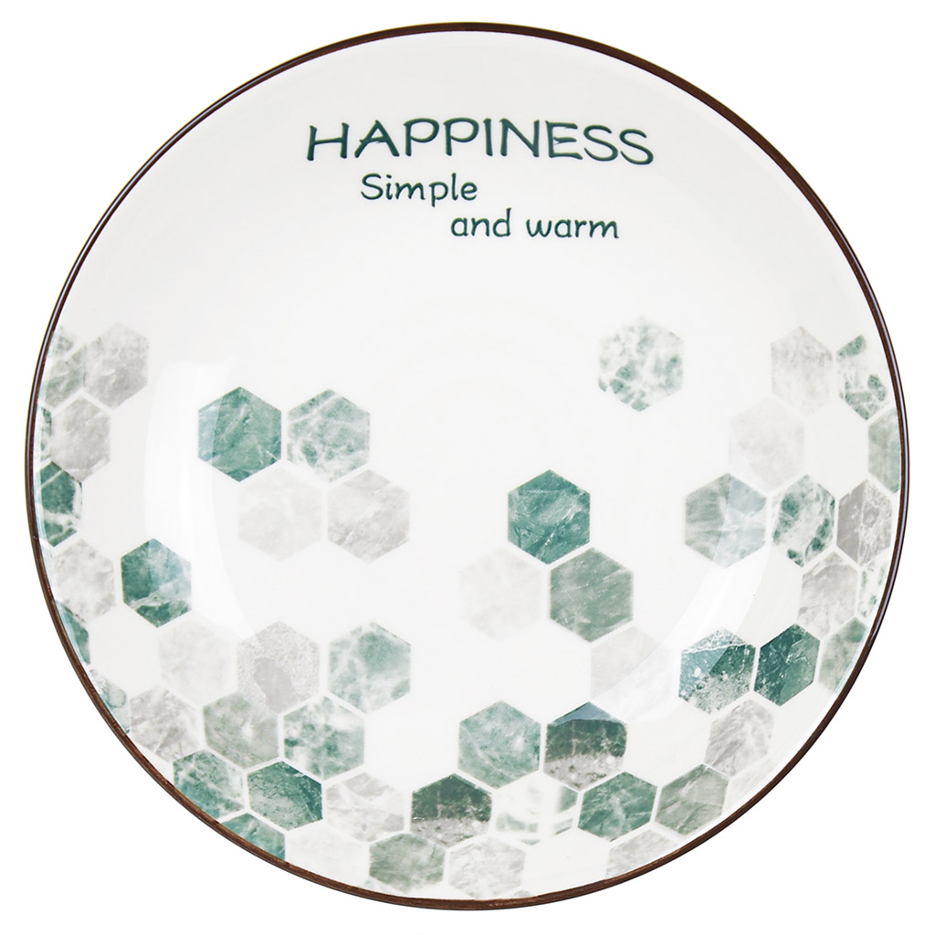Тарелка "Счастье" глубокая фарфоровая д179мм h36мм, 470мл, с деколью, отводка (Китай)