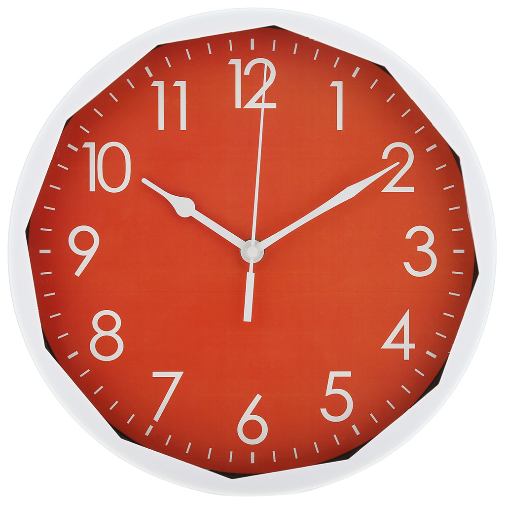 Часы настенные "Амулет" д25,5х4,2см, мягкий ход, циферблат красный, пластм. белый, в коробке (Китай)