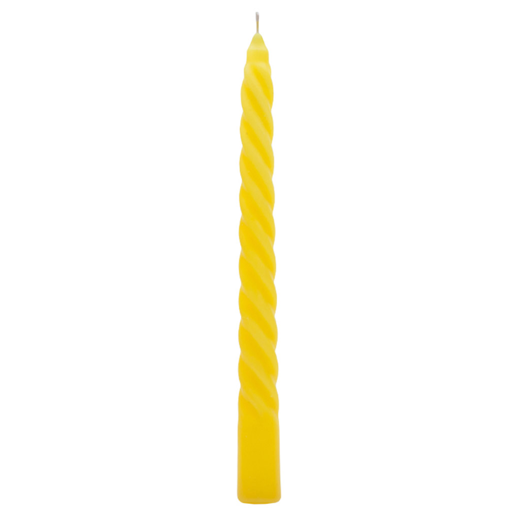Свеча "Витая Люкс" д2,2см, h25см, желтый, время горения 6ч, 55г, индивидуальная упаковка (Россия)
