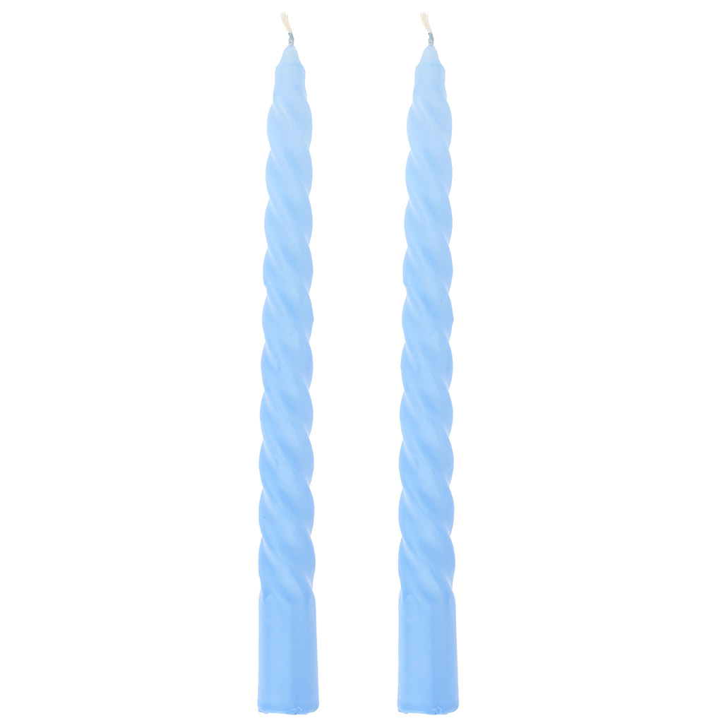 Свеча "Витая Люкс" д2,2см, h25см, пастельно-голубой, время горения 6 часов, набор 2шт, 110гр, индивидуальная упаковка, "Euro Candle" (Россия)