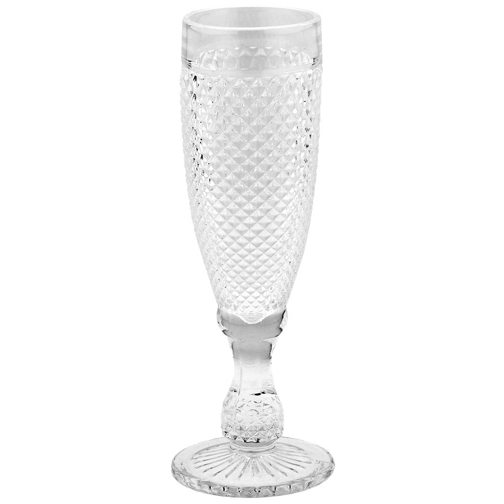 Бокал стеклянный 160мл, д5,7см, h20см, для шампанского, рельефное, прозрачное стекло (Китай) Цена указана за штуку. В коробке 6 штук. "Шанталь"