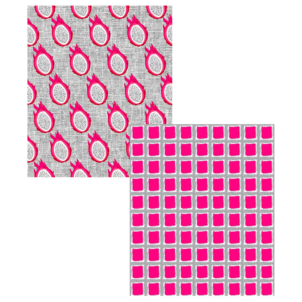 Полотенце кухонное 50х60см "Питахайя/Розовая клеточка", набор 2шт, вафельное полотно 180г/м2, хлопок 100%, на картоне, "Домашняя мода" (Россия)